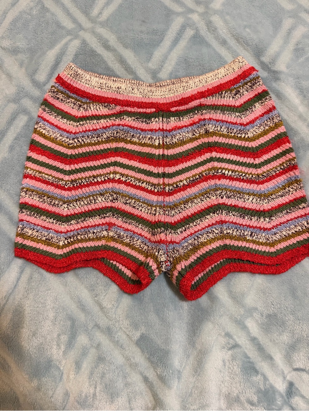Free People Multicolor Chevron Knit Shorts in Red, Pink, Green NWOT